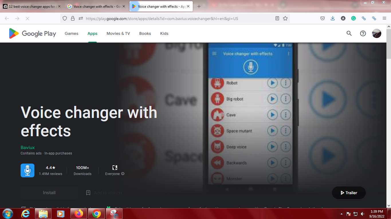 Voice changer with effects